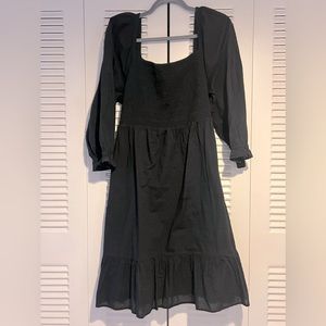 J Crew long sleeve midi dress | black dot texture | 2X
